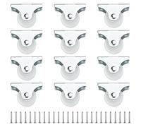 QUCUMER 12 Pcs Ruedas Pequeñas para Muebles 25mm Ruedas con Placa de Montaje Ruedas Pequeñas Ruedas de Plástico de Movimiento para Muebles Ruedecillas Mover Muebles para Mesa Silla + 24 Tornillos
