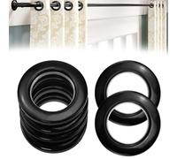 QUCUMER 20 Pcs Arandelas Cortinas Ollaos Cortinas 40mm Anillos Cortina Presion Anillos para Cortinas Redondo Argollas Plasticas para Cortinas de Baño Anillos Ojales para Colgar Cortinas, Negro