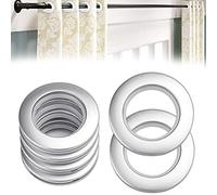 QUCUMER 20 Pcs Ollaos Cortinas 40mm Arandelas Cortinas Anillos Cortina Presion Anillos para Cortinas Redondo Argollas Plasticas para Cortinas de Baño Anillos Ojales para Colgar Cortinas, Plata