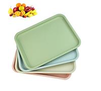 QUCUMER 4 Pcs Bandejas para Servir Comida 36,5 x 26 cm Bandeja Plástico Rectangular Bandeja de Desayuno Bandejas Plasticas Apilables para Servir Alimentos Desayuno/Cupcakes/Frutas, 4 Color