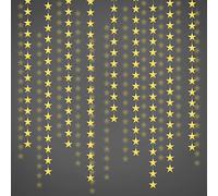 QUCUMER 65 Pies Guirnaldas Estrellas de Papel Guirnalda Dorada Navidad Guirnalda Estrella Colgante Banderines Reflectantes de Estrella Guirnaldas Decorativas para Decorar Navidad Cumpleaños Boda, 5Pcs