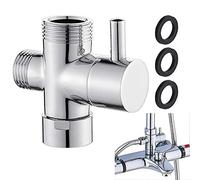 QUCUMER G1/2” Valvula Desviadora 3 Vias para Grifo Ducha Recambios Columna Ducha, Salida de Grifo Plateado, Toilet + 3 Gomas