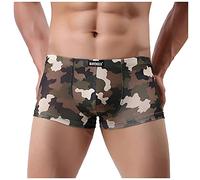qudang Calzoncillos tipo bóxer para hombre, camuflaje, elásticos, retro, 100 % algodón, ropa interior para hombre, calzoncillos transpirables (verde, M, Verde militar.