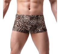 qudang Calzoncillos tipo bóxer para hombre, diseño de leopardo, ropa interior sexy, retro, elásticos, calzoncillos tipo bóxer para hombre, hipster, de algodón, transpirables, ropa interior para