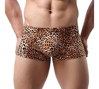 qudang Calzoncillos tipo bóxer para hombre, diseño de leopardo, ropa interior sexy, retro, elásticos, calzoncillos tipo bóxer para hombre, hipster, de algodón, transpirables, ropa interior para
