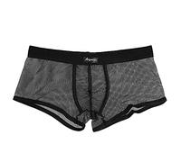 qudang Calzoncillos tipo bóxer transparentes para hombre, de malla, ropa interior sexy, calzoncillos de cintura baja, calzoncillos bóxer, transpirables, elásticos, de malla, pantalones cortos retro,