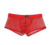 qudang Calzoncillos tipo bóxer transparentes para hombre, de malla, ropa interior sexy, calzoncillos de cintura baja, calzoncillos bóxer, transpirables, elásticos, de malla, pantalones cortos retro,