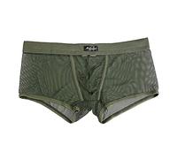 qudang Calzoncillos tipo bóxer transparentes para hombre, de malla, ropa interior sexy, calzoncillos de cintura baja, calzoncillos bóxer, transpirables, elásticos, de malla, pantalones cortos retro,