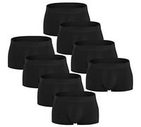 qudang Pack de 10 calzoncillos bóxer para hombre, básicos, hipsters, de algodón, elásticos, transpirables, cómodos, estilo retro, Negro , M