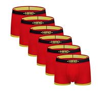 qudang Pack de 6 calzoncillos bóxer para hombre, básicos, hipsters, 100% algodón, ropa interior elástica, calzoncillos bóxer, calzoncillos deportivos, transpirables, pantalones cortos retro, ropa