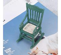 Qudinip 1/12 Casa de Muñecas Miniatura Silla de Simulación de Juguete, Exquisitos Muebles de Madera Verde Negruzco para Casa de Muñecas, Accesorio de Juego No Tóxico, 1 Pieza (Verde)