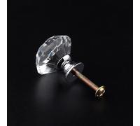 Qudinip 20 Pomos de Cristal para Cajones, Elegantes Tiradores de Aleación para Puertas de Armarios, Armarios de Cocina, Transparentes, 30mm (30mm)