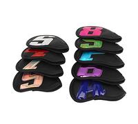 Qudinip 9 Uds Fundas de Cabeza para Club de Golf Impermeables Protector de PU Duradero para Uso en Exteriores Suave y Grueso con Cierres de Gancho y Bucle (Negra)