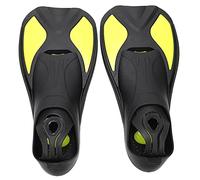 Qudinip Aletas de Natación para Hombres y Mujeres, Aletas de Buceo Suaves para Snorkel, Zapatos de Natación Cómodos para Piscina y Mar, Caucho TPR, Negro Amarillo, Paquete de 2 (L)