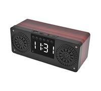 Qudinip Altavoz Rojo Doble Subwoofer de Madera con Pantalla Digital Despertador para el Hogar y la Oficina Sonido Envolvente de 360°