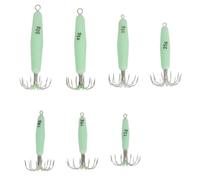 Qudinip Anzuelos Luminosos para Calamar, 7 Uds., Kit de Cebos de Calamar Que Brillan en la Oscuridad para Pesca Nocturna, Acero Inoxidable, Duradero, Fácil de Limpiar