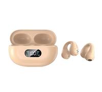 Qudinip Auriculares Bluetooth Ergonómicos y Ligeros de Conducción ósea para Deportes y Actividades Al Aire Libre |Pantalla Digital, Diseño Inalámbrico (Caqui)