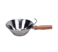 Qudinip - Bandeja para barro de acero inoxidable, cuenco de yeso cónico resistente con mango de madera, para mortero, yeso, construcción agrícola, albañiles