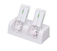 Qudinip Base de Carga para Mando a Distancia, Estación de Carga 4 en 1 Ligera y Portátil para Consolas de Juegos y PC, Material ABS Duradero, 2 Paquetes de Baterías (Blanca)