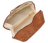 Qudinip Bolsa de Maquillaje con Diseño único en Relieve para Viajes y Uso Diario Hecha de Cuero PU Duradero en Color Caramelo
