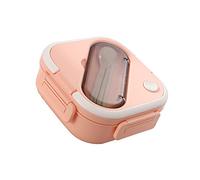 Qudinip Box Aislada a Prueba de Fugas con Compartimentos para el Trabajo Escolar Plástico Apto para Microondas 19x19x7cm (Rosa)