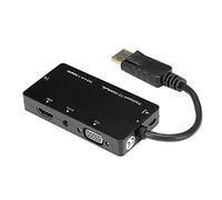 Qudinip Cable Adaptador 4 en 1 Displayport Multifuncional a VGA DVI Convertidor de Audio para Uso en el Hogar y la Oficina Negro