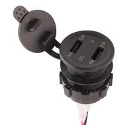 Qudinip Cargador USB Dual para Moto con Voltímetro Digital de Carga Rápida para Bicicletas y Coches 12V Material PC Impermeable 1 Unidad (Roja)
