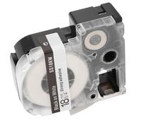 Qudinip Cinta para Rotuladoras Cinta de Etiquetado Impermeable de 18 Mm de para Impresoras y Máquinas KingJim, Adecuada para Oficinas y Hogares (Texto negro de 18 mm sobre fondo blanco.)