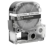 Qudinip Cinta para Rotuladoras Cinta de Etiquetado Impermeable de 18 Mm de para Impresoras y Máquinas KingJim, Adecuada para Oficinas y Hogares (Texto blanco de 18 mm sobre fondo negro.)