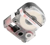Qudinip Cinta para Rotuladoras Cinta de Etiquetado Impermeable de 18 Mm de para Impresoras y Máquinas KingJim, Adecuada para Oficinas y Hogares (Texto rojo de 18 mm sobre fondo blanco.)