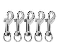 Qudinip Clips de Gancho de Resorte de Acero Inoxidable de Doble Extremo L65MM para Actividades Al Aire, Acero Inoxidable 316 Duradero, Paquete de 5