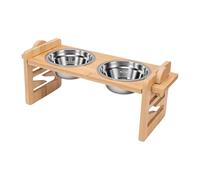 Qudinip Cuencos Elevados para Perros, Ajustables, de Madera Natural, para Perros y Gatos Mayores, Diseño Inclinado de 15 Grados, de 2,4 a 6,9 Pulgadas