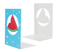 Qudinip Diseño Estable de Sujetalibros de Metal para Organizar Libros y Revistas en la Oficina en Casa 2 Piezas de Material de Hierro de 6,0 X 4,3 Pulgadas (Sandía)