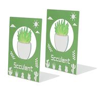 Qudinip Diseño Estable de Sujetalibros de Metal para Organizar Libros y Revistas en la Oficina en Casa 2 Piezas de Material de Hierro de 6,0 X 4,3 Pulgadas (suculento)
