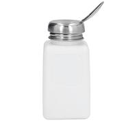 Qudinip Dispensador de Solvente Antiestático Seguro ESD de 200 Ml, Botella de Líquido Cuadrada Tipo Prensa con Tapa de Acero Inoxidable, para Dispensación de Aceite de Acetona IPA (Blanca)