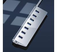 Qudinip Estación de Acoplamiento In-1 del Eje 7 de la Aleación de Aluminio del Divisor del USB 3.0 para los Accesorios del Cuaderno y de Computadora
