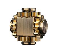 Qudinip Fidget Toys Cube Brass Metal Girando el Alivio del Estrés del Juguete para Adultos Niños con Rodamiento Silencioso Desmontable Rotación Estable Pure Cobre Cool Linkage (Dorado)