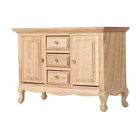Qudinip Gabinete de Casa de Muñecas 1:12 con Puertas Que Se Pueden Abrir, Mini Muebles de Madera de Roble para Sala de Estar de Casa de Muñecas, Niños Mayores de 7 Años (Gabinete de Doble Puerta de