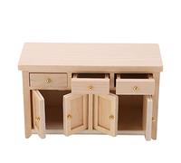 Qudinip Gabinete de Casa de Muñecas a Escala 1:12, Gabinete de Almacenamiento de Abedul en Miniatura con Cajones y Puertas Que Se Pueden Abrir, para Decoración y Regalo de Casa de (Color Madera)