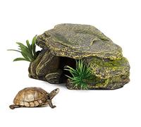 Qudinip Hábitat de Reptiles de Tortugas, Cuevas Vívidas y Seguras para Acuarios y Terrarios, Refugio de Resina de 6,3x3,7x2,6 Pulgadas
