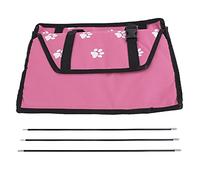 Qudinip Jaula Transportadora para Mascotas con Diseño de Huella de Oso, Lavable, Cómodo Asiento de Coche para Mascotas con Barra de Soporte para Viajes, Tela Oxford, 1 Unidad (Estilo de Palo de