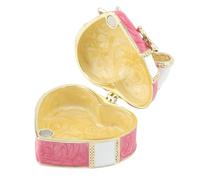 Qudinip Joyero de en Forma de Corazón, Caja de Baratijas de Esmalte Vintage con Decoración de Diamantes de Imitación, para Collares Anillos Almacenamiento de Recursos, Decorativo para (Rojo)