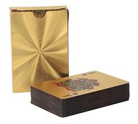 Qudinip Juego de Cartas Impermeables con Lámina Dorada para Actividades de Ocio, Playa, Camping, Tarjetas de Plástico de 54 Piezas