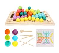 Qudinip Juego de Cuentas con Clip, Juguete Educativo para Reconocimiento de Colores e Interacción Entre e Hijos, Rompecabezas de Madera para Niños Mayores de 36 Meses, 1 Juego