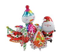 Qudinip Juego de Globos Navideños para Decoración de Fiestas Infantiles con Diseño de Papá, Muñeco de Nieve y Casa de Dulces, Hechos de Papel de Aluminio Seguro