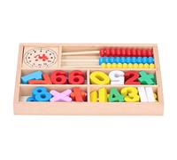 Qudinip Juego de Juguetes de ábaco de Madera para el Aprendizaje de Matemáticas con Bloques Aritméticos y Reloj, Juego Educativo para Niños, Material de Madera, Tamaño 26,8 X 18,1 Cm