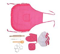 Qudinip Juego de Juguetes de Cocina para Niños DIY con Delantal, Gorro de Chef y Utensilios para Hornear para Juegos de rol para Niños, Hechos de Tela y Madera, Ideal para Edades de 3 Años en