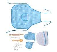 Qudinip Juego de Juguetes de Cocina para Niños DIY con Delantal, Gorro de Chef y Utensilios para Hornear para Juegos de rol para Niños, Hechos de Tela y Madera, Ideal para Edades de 3 Años en