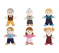 Qudinip Juego de Marionetas de Mano, 6 Piezas de 11,8 Pulgadas, Marionetas de Dedo de Miembros de la Familia de Felpa Suave, Narración Educativa Temprana para (Abuelo + Abuela + Papá + Mamá + Hijo +