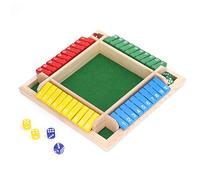 Qudinip Juego de Mesa de Dados de Madera para 4 Jugadores Divertido Juego de Matemáticas para Fiestas Familiares Madera Ecológica 22 X 22 X 3,5 Cm (Fondo Verde)